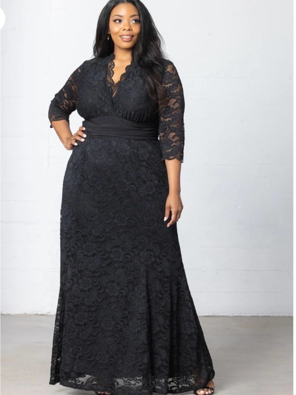 Kiyonna Screen Siren Black Lace Maxi Dress Plus Size Woman’s 3X (22-24) NWT